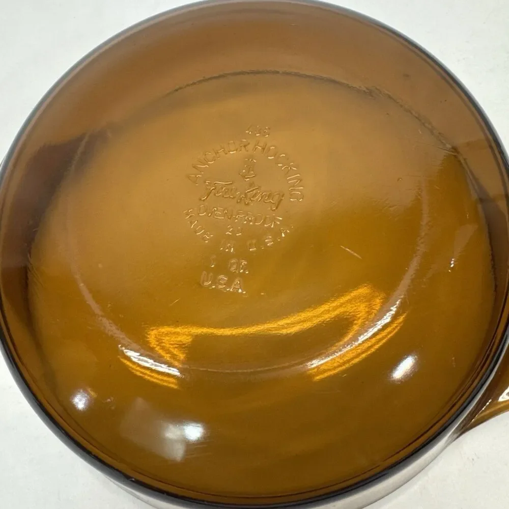 1 Quart Anchor Hocking Fire King Amber Glass Casserole Dish WITH LID No 436 VTG